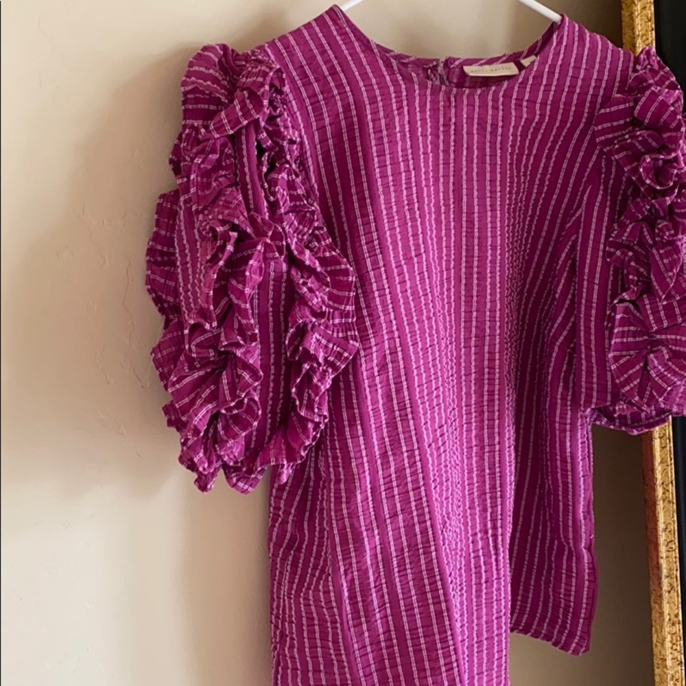 HappyxNature ruffle puff sleeve striped blouse - Picture 3 of 8